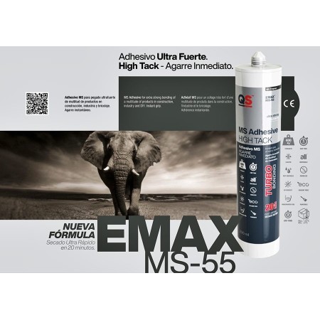 SILICONA POLÍMERO QS EMAX MS-55 TURBO 290ml COLOR BLANCO