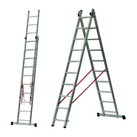 ESCALERA DE ALUMINIO FERRAL MOD. ELITE DE 2 TRAMOS CONVERTIBLE 2x10 PELDAÑOS