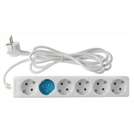 BASE MULTIPLE RECTA BLANCA CON 6 TOMAS SIN INTERRUPTOR