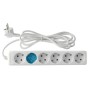 BASE MULTIPLE RECTA BLANCA CON 6 TOMAS SIN INTERRUPTOR