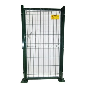 PUERTA METÁLICA PARA CERRAMIENTO DE VALLA PLEGADA 1,00 X1,50 METROS VERDE CON PLACAS DE ANCLAJE