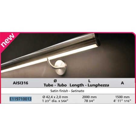 PASAMANOS INOXIDABLE 304 SATINADO CON LED DE 2m ref. E119710013