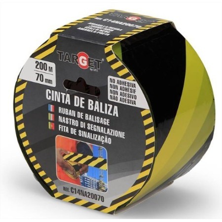 BANDA DE SEÑALIZACIÓN TARGET NEGRA/AMARILLA DE 200mx70mm