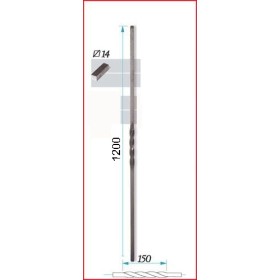 BARROTE CUADRADO DE 14x14x1200mm CON 1 RIZO CENTRAL