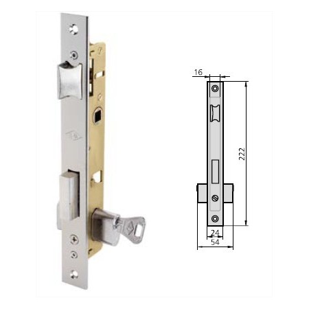 CERRADURA DE EMBUTIR CVL 1975T/5 entrada de17mm SÓLO RESBALÓN