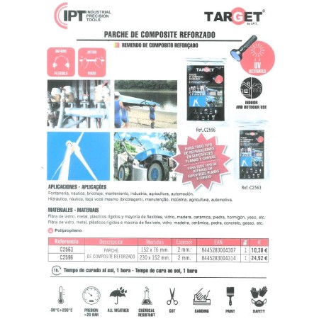 PARCHE DE COMPOSITE REFORZADO TARGET 152x76x2mm ref. C2563