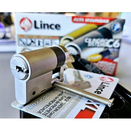 BOMBILLO SEGURIDAD LINCE C6 DE 30+10mm (MEDIO) LEVA CORTA NIQUEL ref. C633010N