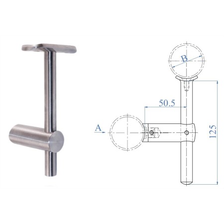SOPORTE INOXIDABLE  PARA UN SEGUNDO PASAMANOS PARA TUBO Ø42,4mm ref. E0226