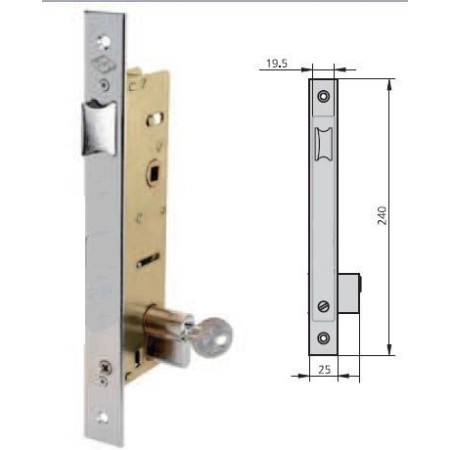 CERRADURA EMBUTIR CVL N.1984T/20/6 SOLO RESBALON