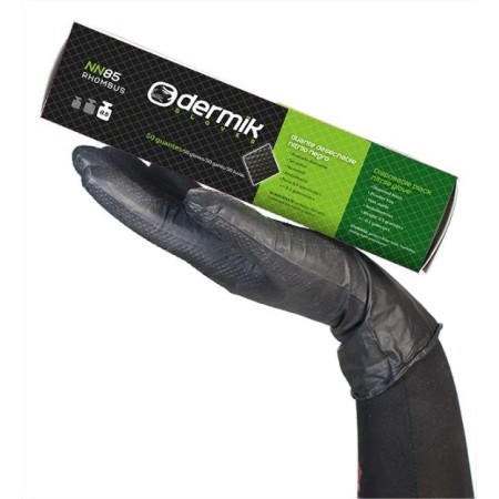 GUANTE NITRILO NEGRO SIN POLVO DE 8,5gr/0,3mm DERMIK NN85 (CAJA 50 UNIDADES) TALLA XL
