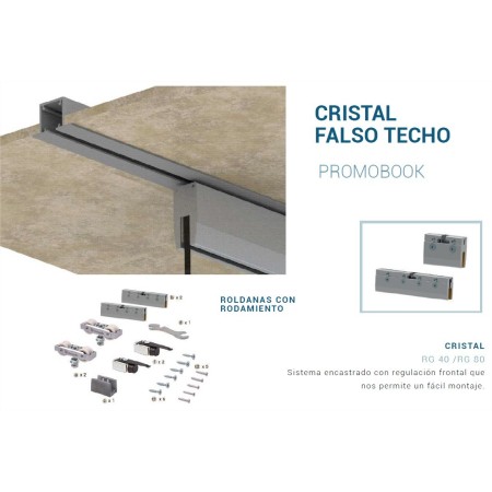 KIT ROANDI COLGADEROS + CARRIL DE 3m PARA PUERTAS DE CRISTAL ref. 3RG120FT