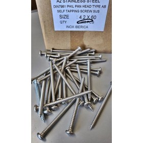 TORNILLO INOXIDABLE ROSCACHAPA DIN 7981 Ø4,2x60mm (€/100uds)