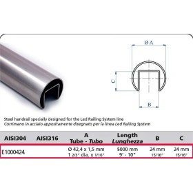 TUBO RANURADO INOXIDABLE Ø42x1,5x6000mm AISI316 ref. E1000424