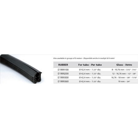 GOMA PARA CRISTAL 8-10,76mm PARA TUBO RANURADO INOXIDABLE ref. E1999100 (metro lineal)