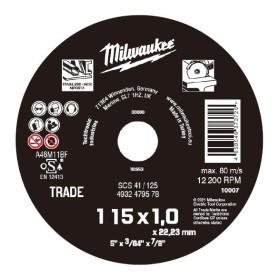 DISCO MILWAUKEE CONTRACTOR Ø115x1mm CORTE INOX