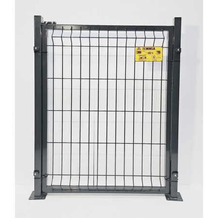 PUERTA MET. PARA CERRAMIENTO DE VALLA PLEGADA 0,80 X 1,2 METROS GRIS 7016 CON PLACAS DE ANCLAJE