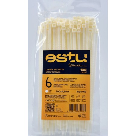 BRIDA ESTU by BIANDITZ BLANCA DE 200x4,6mm (100uds) ref. 233001