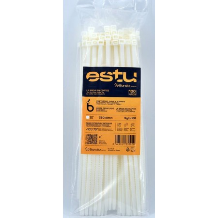 BRIDA ESTU by BIANDITZ BLANCA DE 360x8mm (100uds) ref. 233002