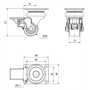 RUEDA ALEX Ø035mm 100Kg ALTA CARGA/MÍNIMA ALTURA CON FRENO 2-4668