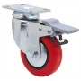 RUEDA ALEX Ø60mm 50Kg GIRATORIA+FRENO POLIURETANO ROJO ref. 2-4476