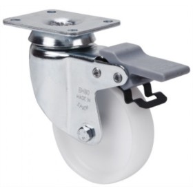 RUEDA ALEX Ø60mm 60Kg GIRATORIA+FRENO POLIPROPILENO BLANCO ref. 2-4478