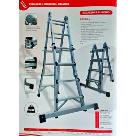 ESCALERA MULTIUSO EXCELL 4+4 PELDAÑOS CON ESTABILIZADOR