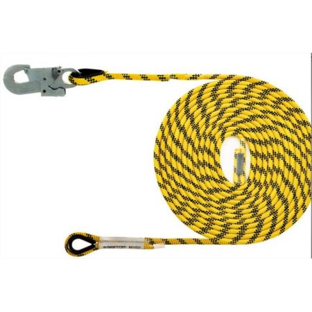 CUERDA SEGURIDAD SAFETOP Ø14mm/20m CÓN MOSQUETON ref. 80152