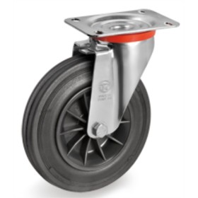 RUEDA TR Ø100 80Kg GOMA NEGRA GIRATORIA ref. 524402