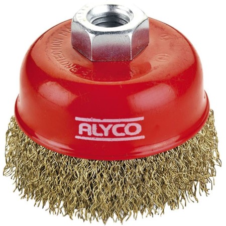 CEPILLO DE TAZA ALYCO DE ACERO ONDULADO LATÓN Ø75mm M-14 ref. 197610