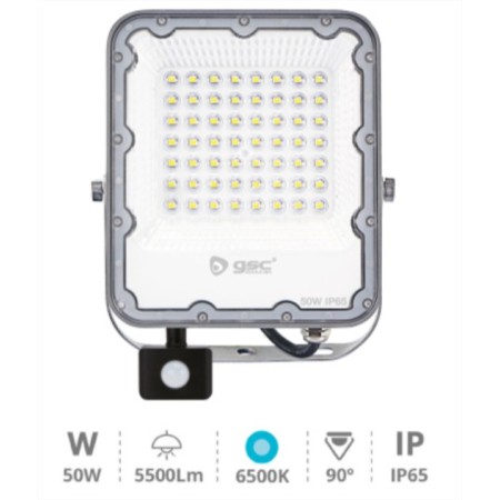 Proyector GARSACO aluminio LED con sensor 50W 6500K IP65 Gris ref. 202610008