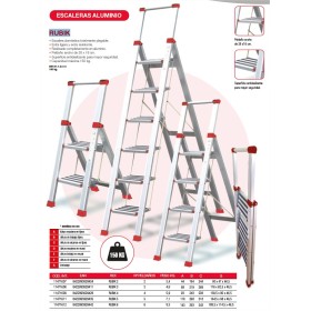 ESCALERA ALUMINIO DOMÉSTICA RUBIK EXTRAPLANA DE 5 PELDAÑOS