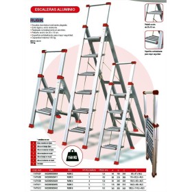 ESCALERA ALUMINIO DOMÉSTICA RUBIK EXTRAPLANA 6 PELDAÑOS