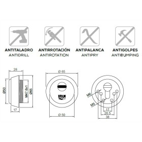 ESCUDO SEGURIDAD IFAM ES810 CROMADO ref. ES810C | PROTECCIÓN ANTIRROBO