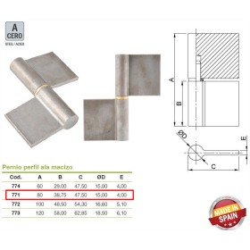PERNIO DE ALA MACIZO ESTEBRO DE 80mm ref. 771