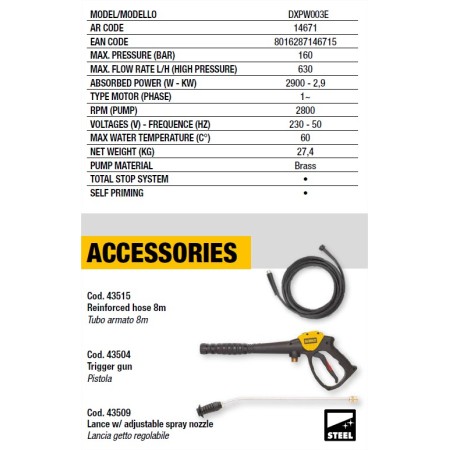 Hidrolimpiadora DEWALT DXPW003E | Potencia Profesional para Limpieza Intensa