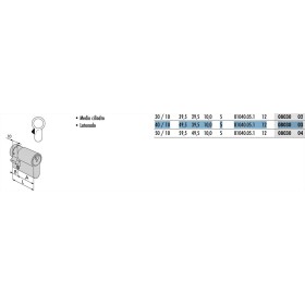 BOMBILLO CISA LEVA LARGA 40+10 NÍQUEL SERIE LOCKING LINE (MEDIO BOMBILLO)