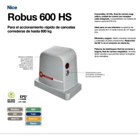 MOTOR MODELO ROBUS 600 (HIGH SPEED) , NICE 24 V MODELO NUEVO  RBS600HS C/RECEPTOR