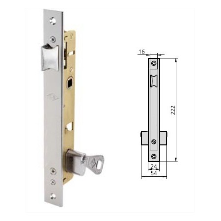 CERRADURA DE EMBUTIR CVL 1975T/5 entrada de17mm SÓLO RESBALÓN