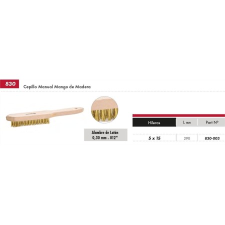 CEPILLO DOGHER MANUAL LATÓN 5x15 HILERAS 290mm rf.830-003