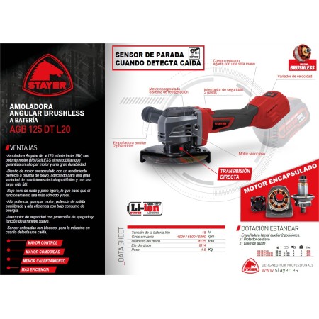 AMOLADORA 18V Ø125 AGB 125 DT DE 3 velocidades ref.1.4413
