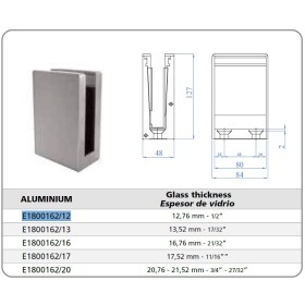 PINZA DE SUELO INDIA/ARTEFERRO DE ALUMINIO PARA CRISTAL12,76mm ref. E1800162/12