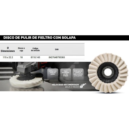 DISCO DE LAMINAS PARA PULIDO GRINDING Ø115X22mm ref. 8110.143