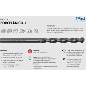 BROCA CILÍNDRICA PORCELÁNICO+ NOVATOOLS Ø12x160mm ref. QTC01200