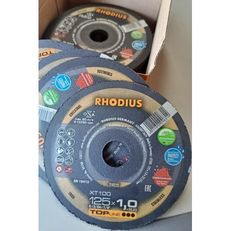 DISCO ABRASIVO DE CORTE RHODIUS XT100 CERÁMICO Ø125x1 ref. 210222