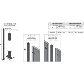 POSTE LINEAL PARA CERRAMIENTO ARTEFERRO SHIELD DE 40x40/1200mm ref. I119710135