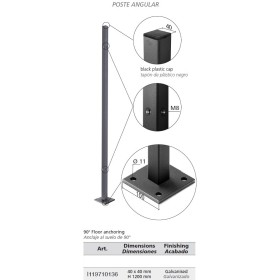 POSTE ANGULAR PARA CERRAMIENTO ARTEFERRO SHIELD DE 40x40/1200mm ref. I119710136