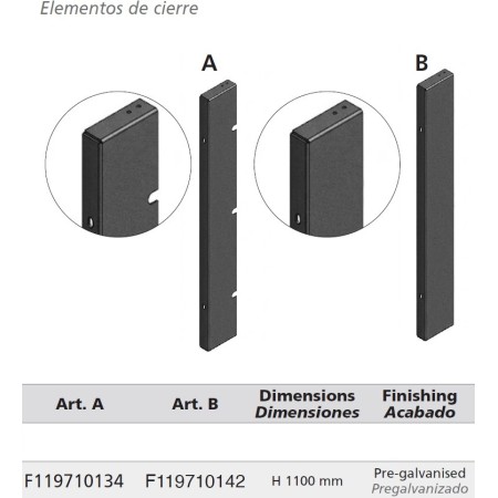 ELEMENTOS DE CIERRE PARA ARTEFERRO SHIELD DE 1100mm (2uds) ref. F119710134+F119710142