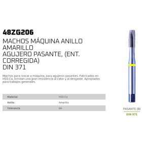 MACHO MAQUINA GILLCUT HSS-CO PASANTE(B) DIN 371 M-6 ref. 48ZG20606100