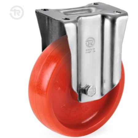 RUEDA TELLURE ROTA Ø80mm 180Kg NYLON ROJO TEMINSA FIJA ref. 685101RED