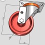 RUEDA TELLURE ROTA Ø100 200Kg NYLON ROJO TEMINSA GIRATORIA ref. 684502RED